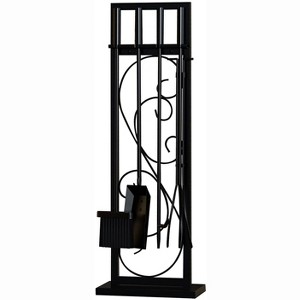 attop 5 Piece Black Steel Fireplace Tool Set - 1 of 4