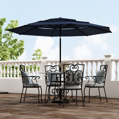 FUFU&GAGA Outdoor Patio Umbrella 11FT 3-Tier Crank Tilt Sun Shade, Polyester Canopy