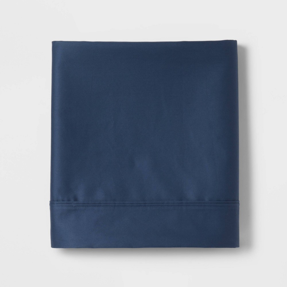 Photos - Bed Linen Full 400 Thread Count Performance Flat Sheet Metallic Blue - Threshold™