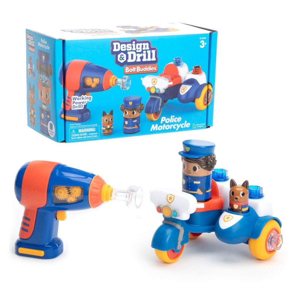 Photos - Educational Toy Educational Insights Design & Drill Bolt Buddies Police Motorcycle 