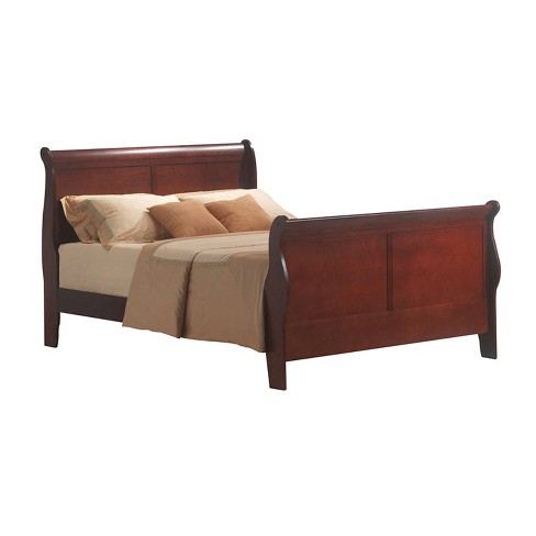 Queen Louis Philippe Iii Bed Cherry, Queen Size Bed Frame With Headboard Cherry Wood