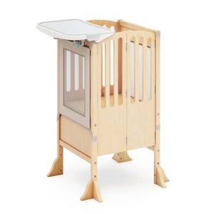 Guidecraft Contemporary Kitchen Helper Toddler Tower and Mealtime and Play Tray Bundle: Folding and Adjustable Kids Step Stool - 1 of 4