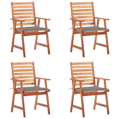 vidaXL Outdoor Chair Set of 4 Anthracite Solid Acacia Wood Standard