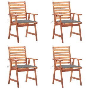 vidaXL Outdoor Chair Set of 4 Anthracite Solid Acacia Wood Standard - 1 of 4