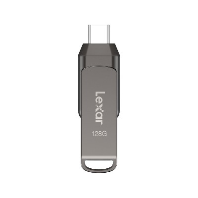 Lexar JumpDrive D400 Dual 128GB USB 3.1 Flash Drive Titanium (LJDD400-128GBNU)