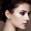 Haus of Brilliance Silver 7x5MM Emerald Blue Topaz and Diamond Accent Art Deco Halo Drop Earrings - 4 of 4