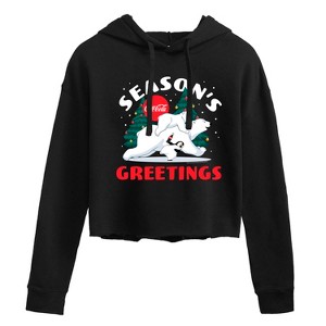 Women's - Coca-Cola - Seasons Greetings Polar Bears Cropped Graphic Hoodie - 1 of 3