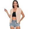 Clearlove Women's Short Cap Sleeve Openwork Knit Sweater Vest V Neck Sleeveless Button Up Tight Sweater Vest - 2 of 4