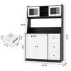 67" Tall Kitchen Hutch Storage Cabinet, Farmhosue Coffee Bar Cabinet with 3 Drawers and LED Lights, Freestanding Food Pantry Cabinet with Countertop - 2 of 4
