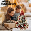 22in Tabletop Christmas Tree with Light Artificial Small Mini Red Christmas Decoration with Flocked Snow, Xmas Ornaments for Table Top for Home, Red - 4 of 4