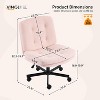 VINGLI Swivel Armless Criss Cross Chair with Dual-Use Wheels,Cross-Legged Office Desk Chair,Vanity Chair,Teddy Fleece Light Pink - 2 of 4