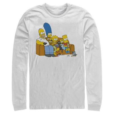 Men's The Simpsons Classic Family Couch Long Sleeve Shirt - White - 2X Large