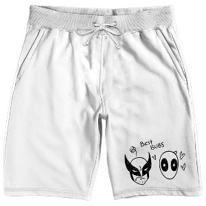 Deadpool and Wolverine Head Pen Art Men's White Lounge Shorts - 1 of 4
