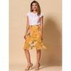 INSPIRE CHIC Women's Floral Ruffle Elastic High Waist Button Flowy Split Skirt - 3 of 4