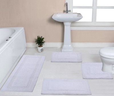 Off White 20 in. x 48 in. Polyester Microfiber Bath Mat Runner Rug