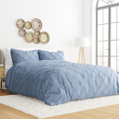 Pintuck Textured  3PC Duvet Cover & Shams Set, Pinch Pleat Design, Ultra Soft, Easy Care - Becky Cameron