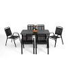 7 Pieces Metal Outdoor Patio Dining Set,Steel Square Dining Table and 6 Plastic Arm Chairs Set,Modern Garden Furniture Dining Set-Coolbibila - 3 of 4