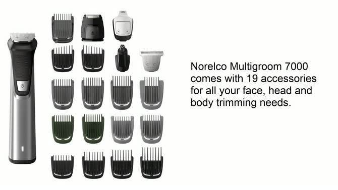 Philips Norelco Series 7000 Multigroom Men&#39;s Rechargeable Electric Trimmer - MG7910/49 - 19pc, 2 of 25, play video
