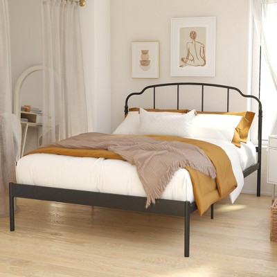 Camie Black Metal Full Size Adjustable Platform Bed with Headboard