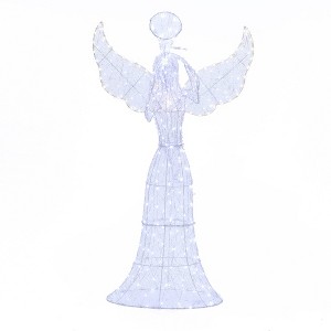 LuxenHome 5Ft Angel Playing Trumpet Outdoor Holiday Decoration with Lights White - 1 of 4