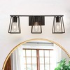 Dewdrop 3-Light Industrial Bathroom Vanity Light, Black Metal Cage Wall Sconce, Rustic Farmhouse Fixture - 3 of 4