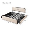 Modern Metal Bed Frame with Curved Upholstered Headboard and Footboard Bed with 4 Storage Drawers, Heavy Duty Metal Slats, Queen Size, Beige - 4 of 4