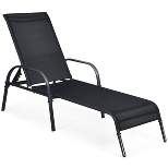 Tangkula Outdoor Chaise Lounge Chair Adjustable Reclining Bed with Backrest& Armrest