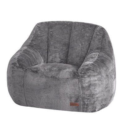 MAXYOYO Bean Bag Chair - Faux Fur Bean Bag Chair with High Backrest, Grey