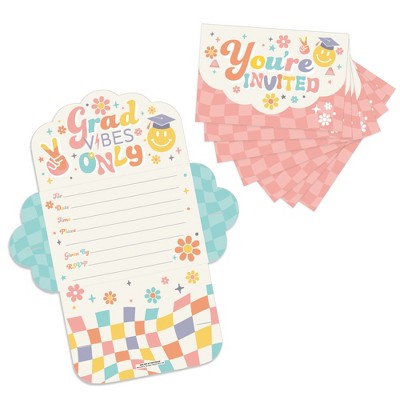 Big Dot of Happiness Groovy Grad - Fill-In Cards - Hippie Graduation Party Fold and Send Invitations - Set of 8