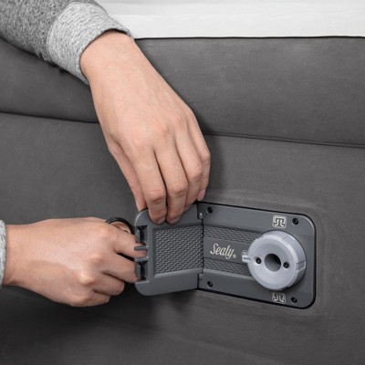 Queen Size Gray and White Raised Air Mattress with Built-in Pump