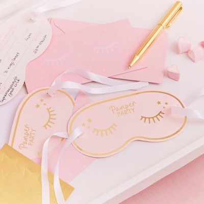 Foiled Eye Mask Shaped Invitation Peach