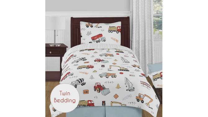 Sweet Jojo Designs Boy Photo Op Fitted Crib Sheet Construction Truck Red Blue and Grey, 2 of 6, play video