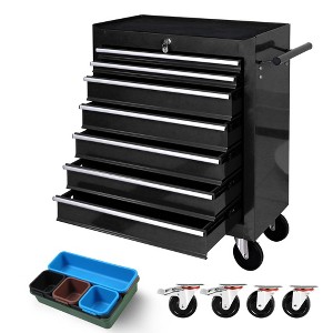 GustoWave 7 Drawers Rolling Tool Chest with Wheels, Portable Rolling Tool Box on Wheels, Tool Chest Organizer for Garage, Workshop, Black - 1 of 4