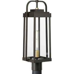 Progress Lighting, Walcott Collection, 1-Light Outdoor Post Lantern, Antique Bronze, Clear Glass Panels - 1 of 3