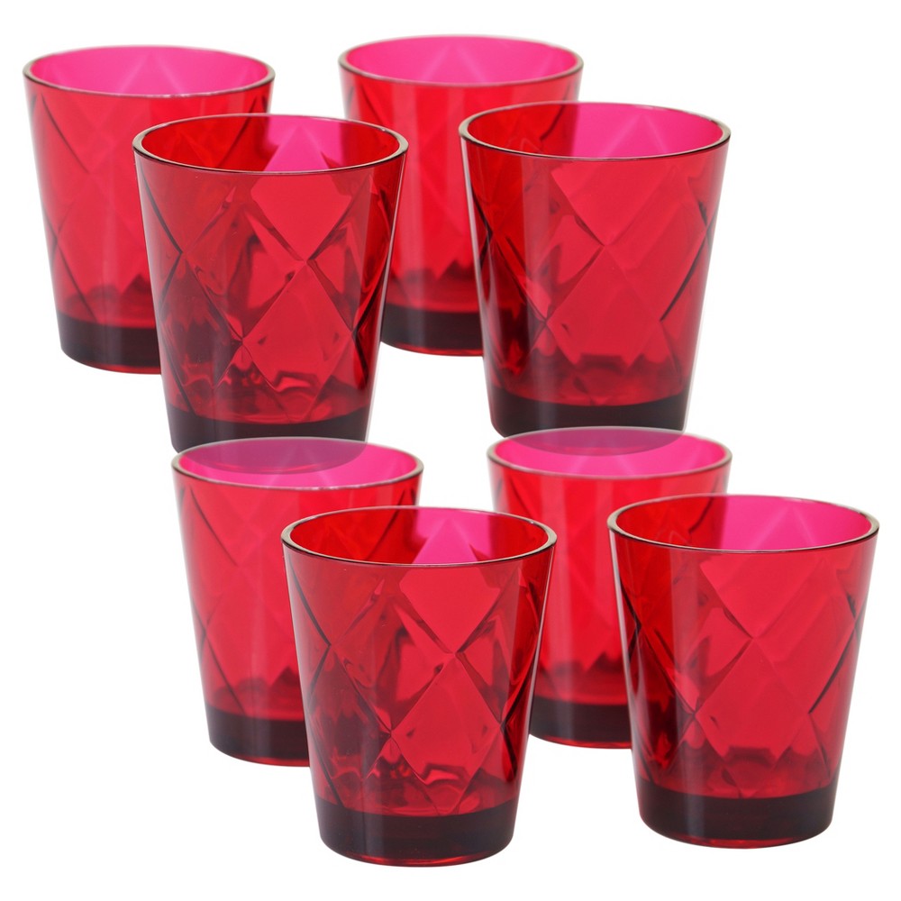 Certified International Diamond Acrylic Tumblers 15oz Red - Set of 8