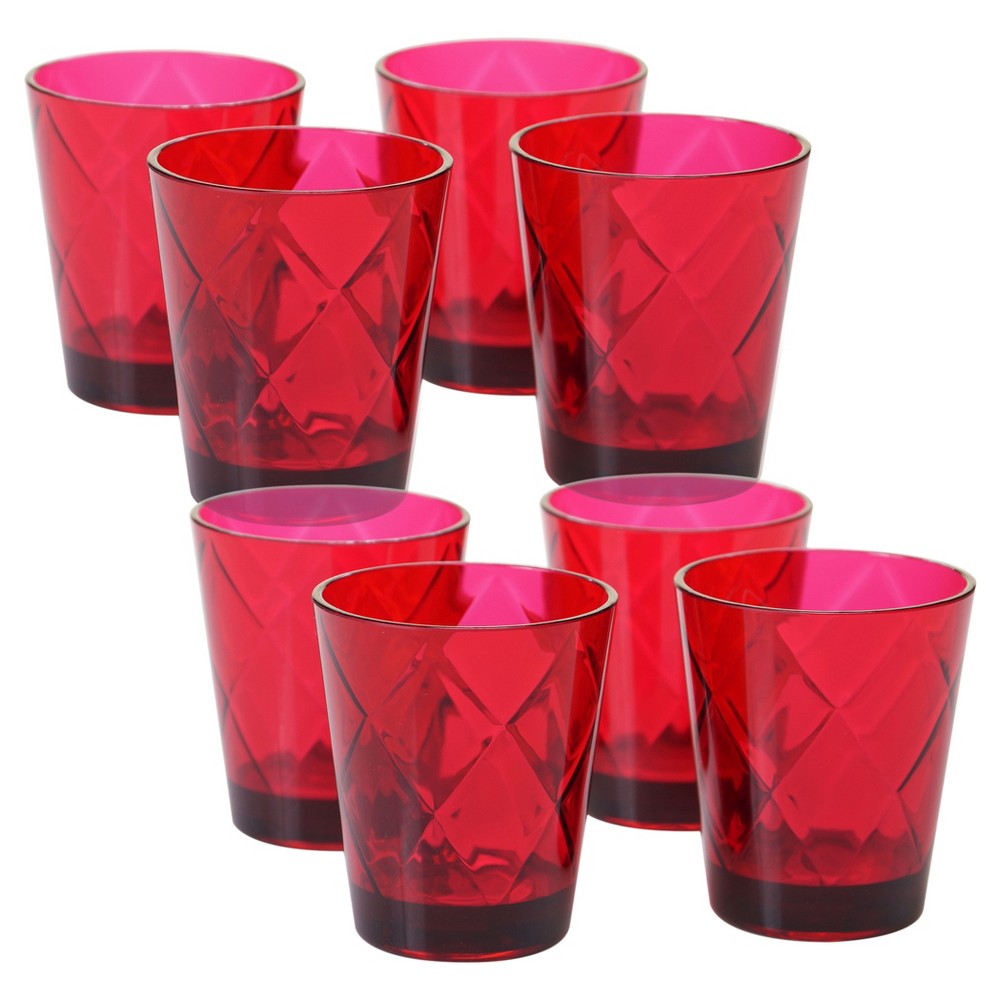 Photos - Glass Certified International Diamond Acrylic Tumblers 15oz Red - Set of 8 