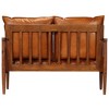 vidaXL 2-Seater Sofa Real Leather with Acacia Wood - Brown - 3 of 4
