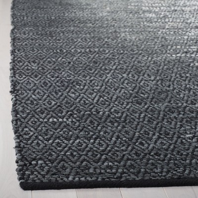 Handmade Light Grey and Charcoal Leather Area Rug