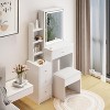 CAVINAS Vanity Desk with Mirror Makeup Table with Charging Station, Stool for Apartment, Bedroom, Hair Dryer Bracket - 4 of 4