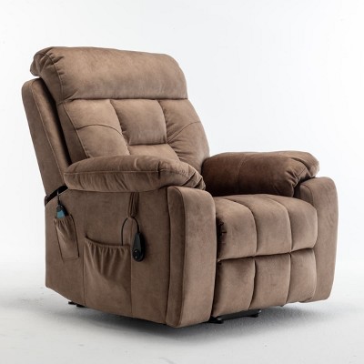 Power Lift Recliner Chair for Elderly with Massage and Heat, Wide Seat Electric Recliner Sofa with Remote, Cup Holders and Side Pockets-Tanpinhause