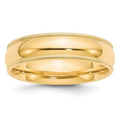 Black Bow Jewelry 6mm 10K White or Yellow Gold Half Round Milgrain Comfort Fit Band