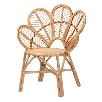 Eliava Natural Brown Handcrafted Rattan Geometric Accent Chair