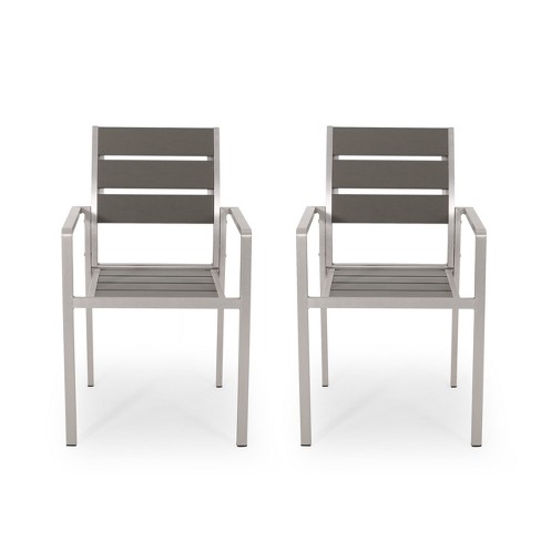 GDFStudio Crested Bay Outdoor Aluminum and Faux Wood Dining Chairs (Set of 2) - image 1 of 4