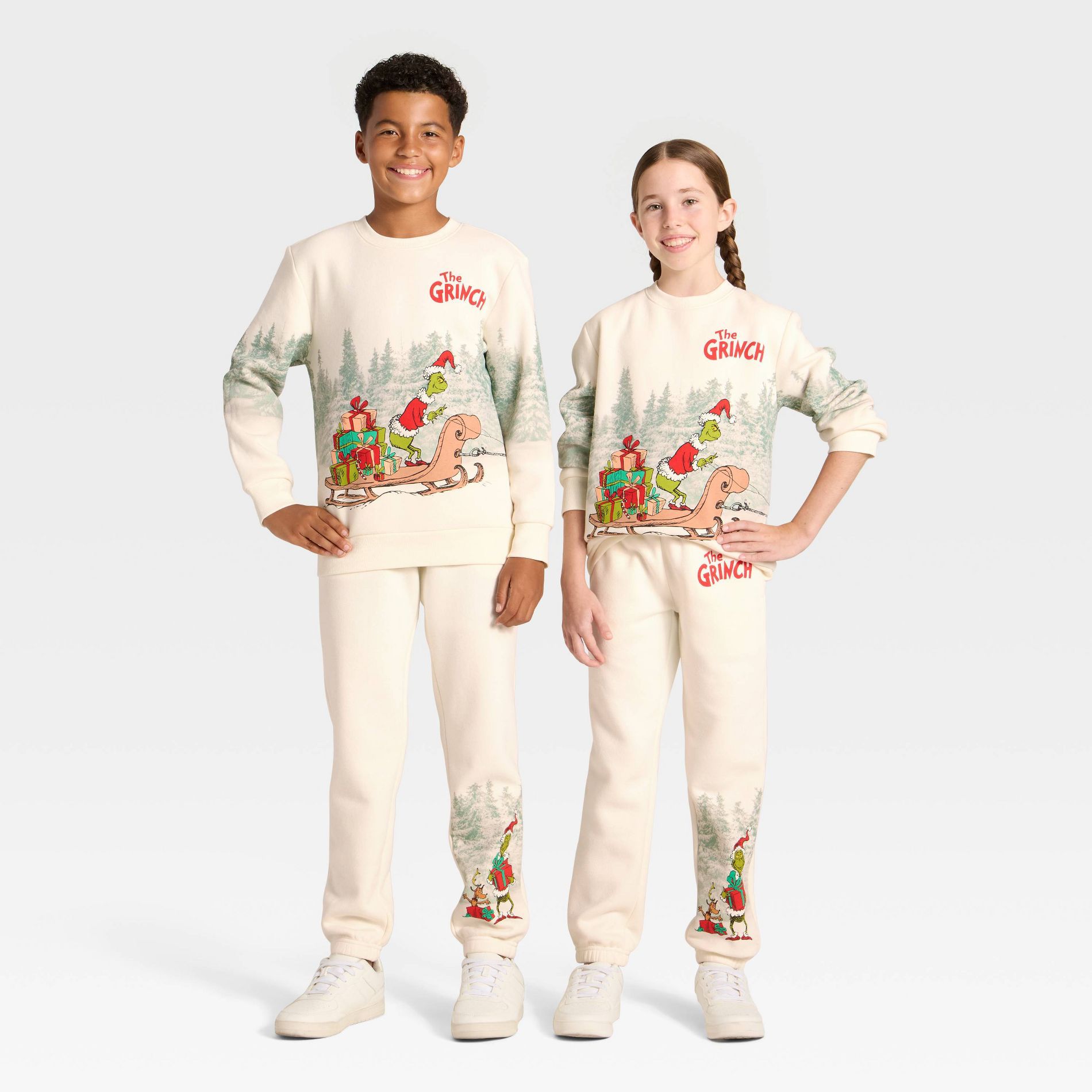 Kids' Dr. Seuss The Grinch Fleece Sweatpants - Cream