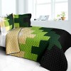 Slickblue 3PC Full/Queen Quilt Set, Pre-Shrunk Fabric, Quilt & 2 Shams, Geometric Patchwork, 3 Color Options - 2 of 4