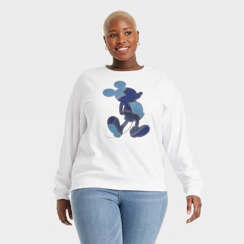 Women's Disney Denim Mickey Graphic Sweatshirt - White 3x : Target