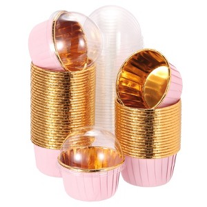 Unique Bargains Round Greaseproof Single-sided Aluminum Foil Cupcake Liners for Party 50 Pcs - 1 of 4