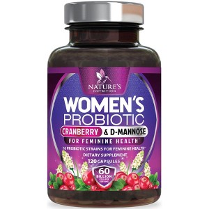 Probiotics for Women 60 Billion CFU - 16 Strains, Prebiotics & Cranberry, PH Balance, Digestive Health, Vaginal & Immune Support - 120 Capsules - 1 of 4