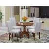 HomeStock 5-Piece Round Antique Walnut Finish Solid Wood Top Dining Table with 4 Upholstered Chairs with Slat Back - 2 of 4
