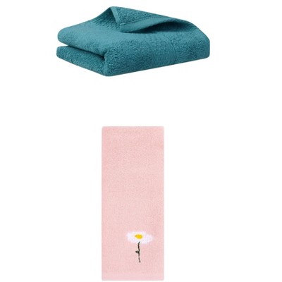 REGALWOVEN Cotton Soft Absorbent Decorative Hand Towel Set for Bathroom 13" x 30" 2 Pcs